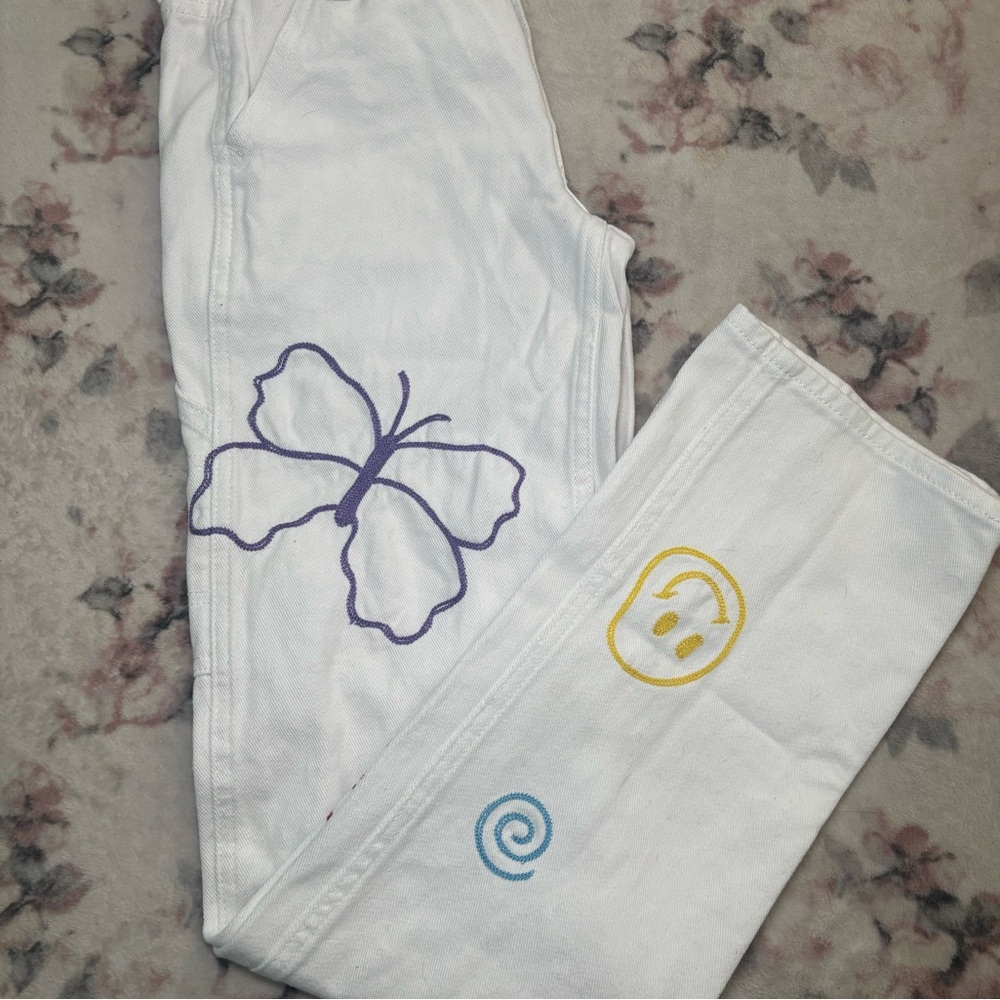 PacSun White Jeans with Colorful Fun Stitching